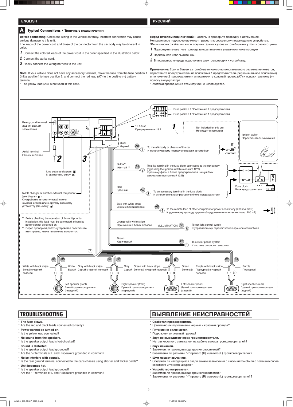 Troubleshooting, Bыявление неисправностей | JVC GET0191-001A User Manual | Page 107 / 108