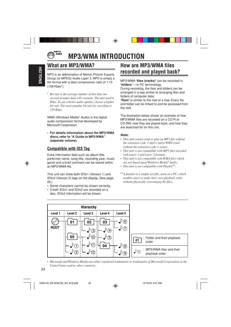 Mp3/wma introduction, What are mp3/wma, How are mp3/wma files recorded and played back | JVC GET0191-001A User Manual | Page 24 / 108