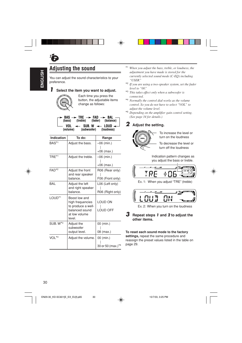 Adjusting the sound | JVC GET0191-001A User Manual | Page 30 / 108