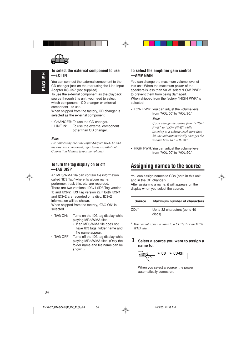 Assigning names to the source | JVC GET0191-001A User Manual | Page 34 / 108