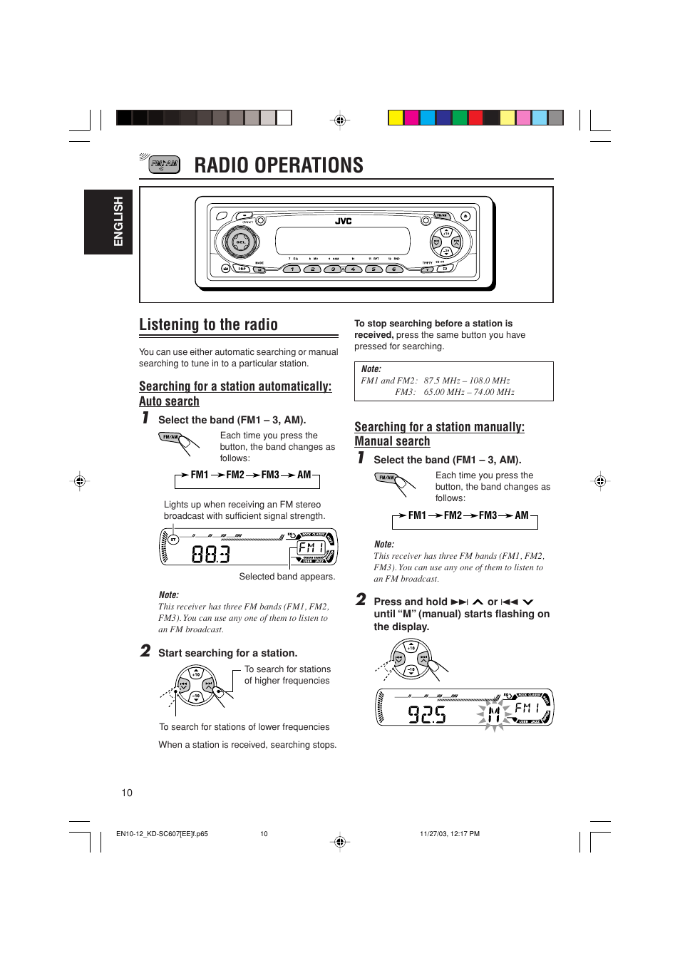 Radio operations, Listening to the radio | JVC GET0191-001A User Manual | Page 66 / 108