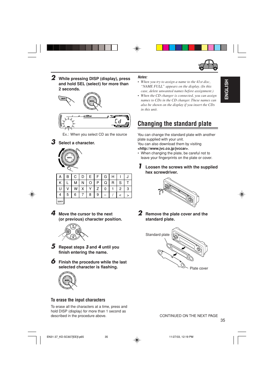 Changing the standard plate | JVC GET0191-001A User Manual | Page 91 / 108