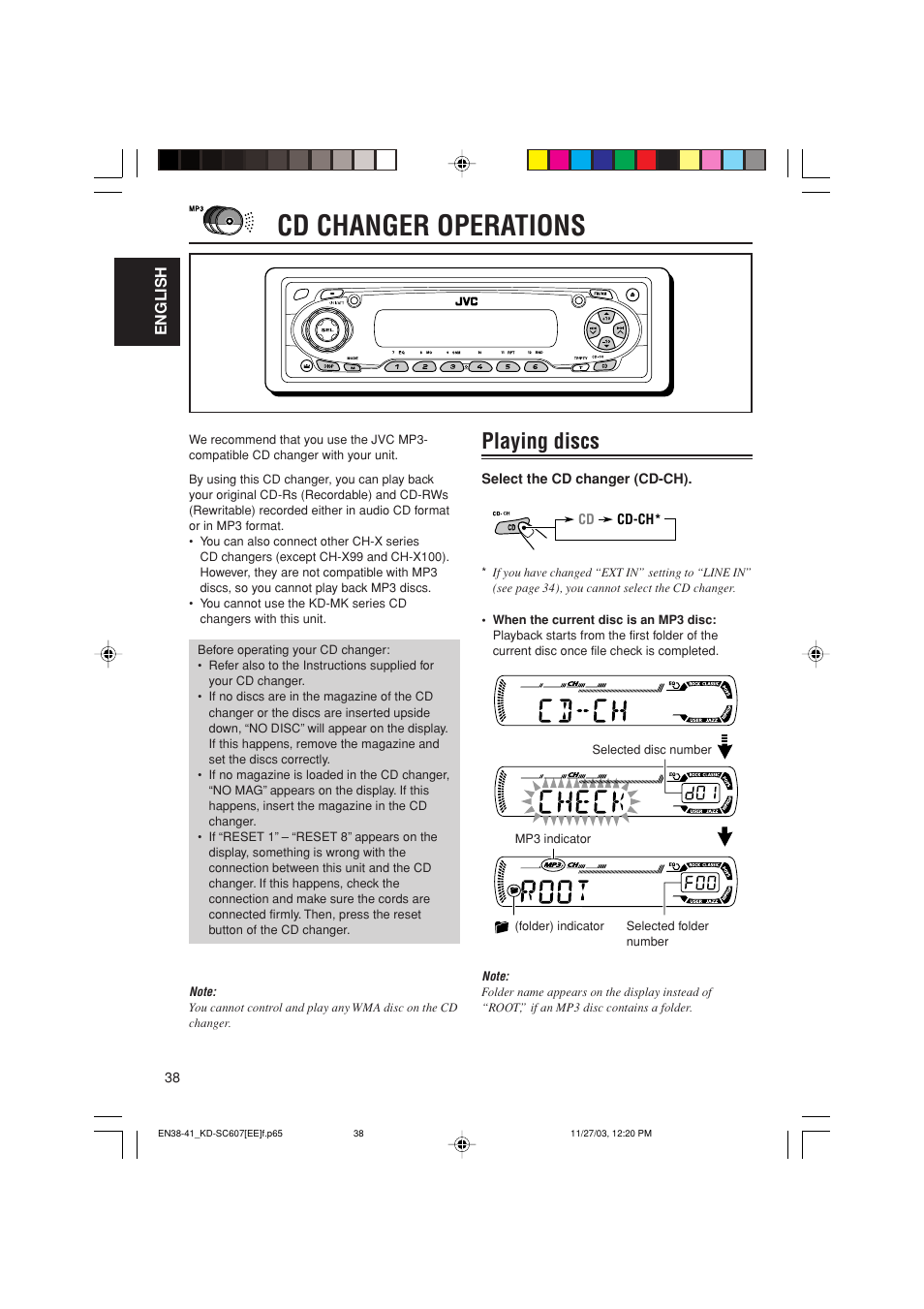 Cd changer operations, Playing discs | JVC GET0191-001A User Manual | Page 94 / 108