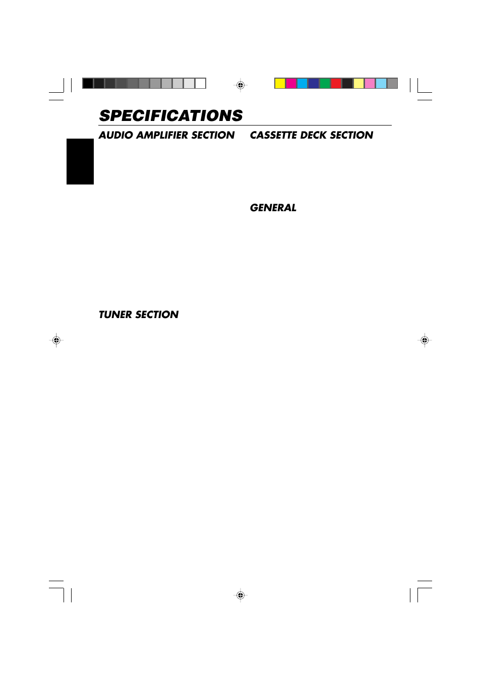 Specifications, General | JVC KS-F315EE User Manual | Page 18 / 23