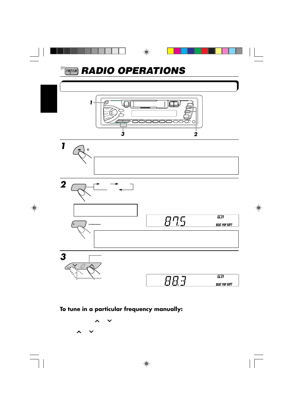 Radio operations, Listening to the radio | JVC KS-F315EE User Manual | Page 4 / 23