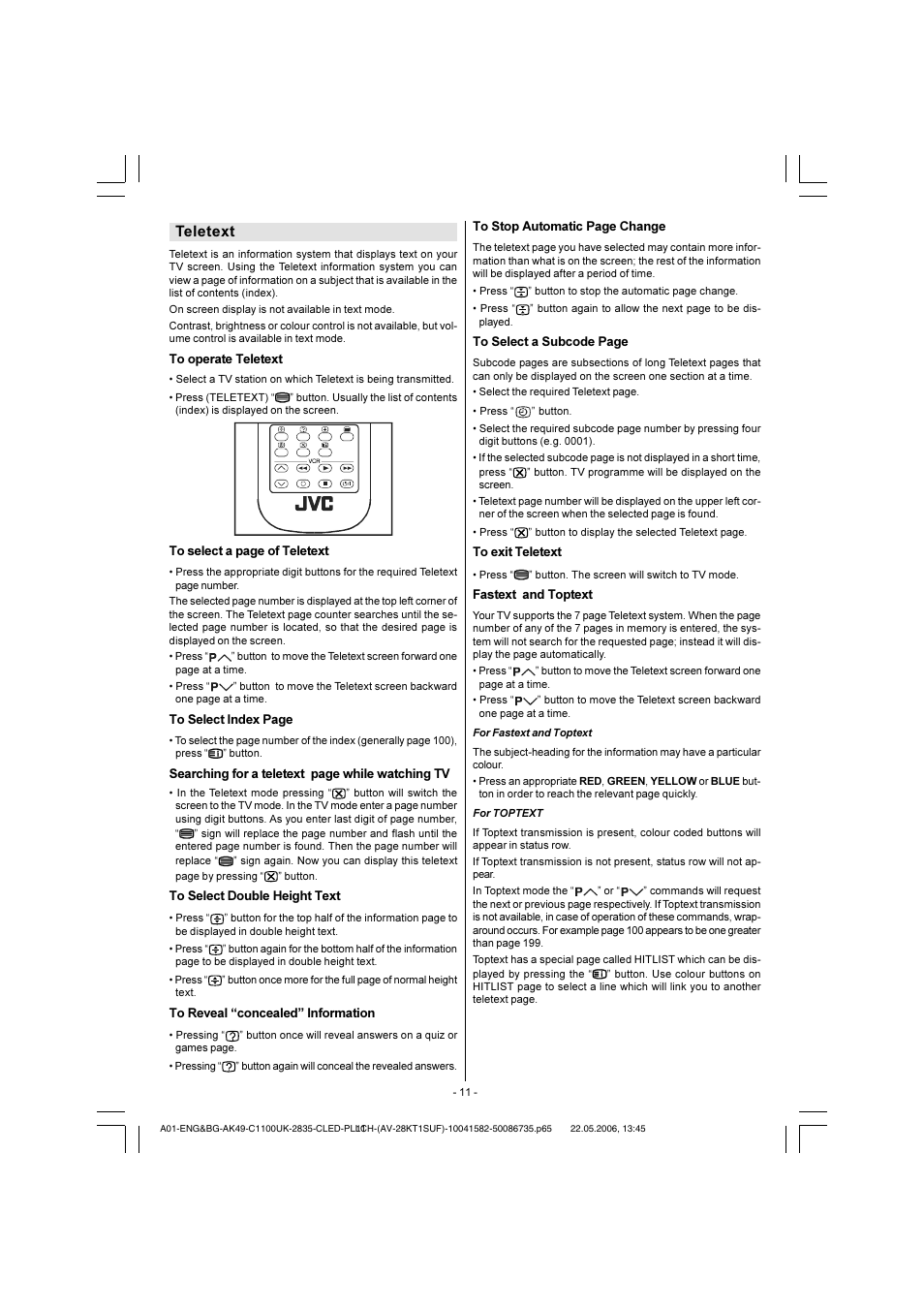 Teletext | JVC 0506TKH-VT-VT User Manual | Page 12 / 15