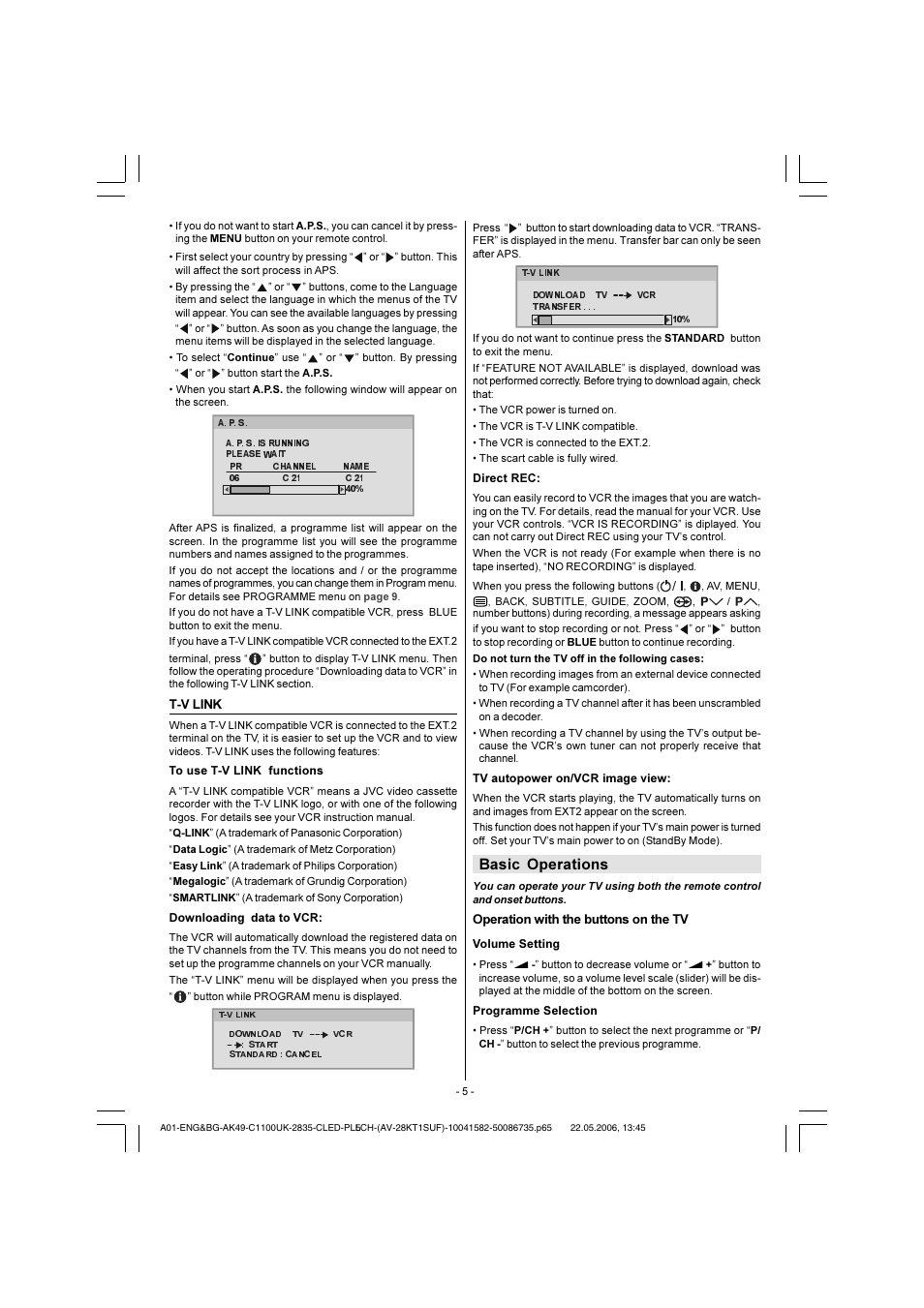T-v link, Basic operations | JVC 0506TKH-VT-VT User Manual | Page 6 / 15