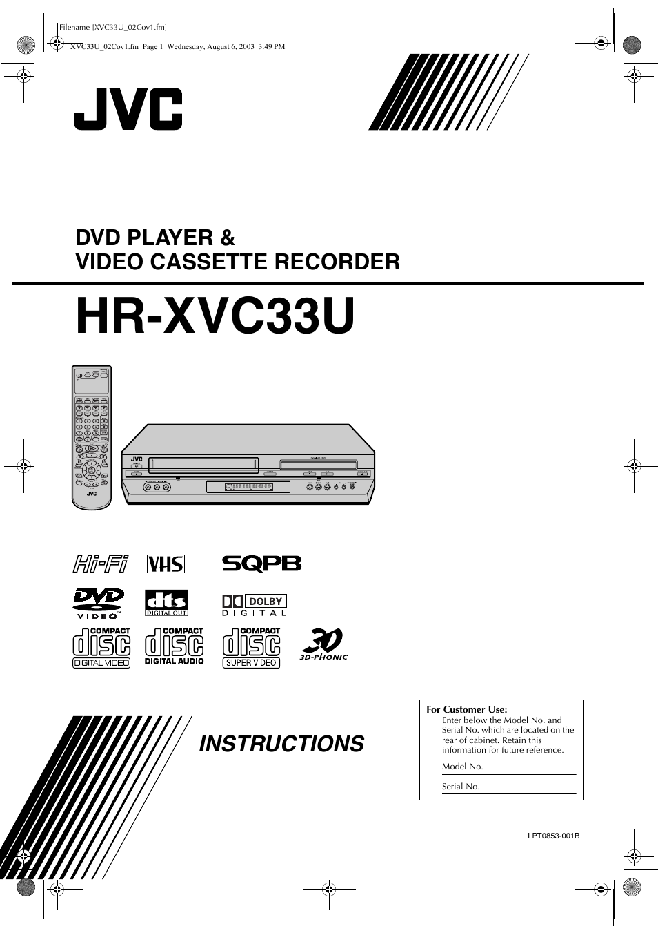 JVC HR-XVC33U User Manual | 192 pages