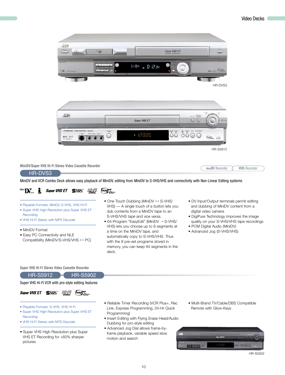 Video decks, Hr-dvs3 | JVC 2006 User Manual | Page 11 / 16