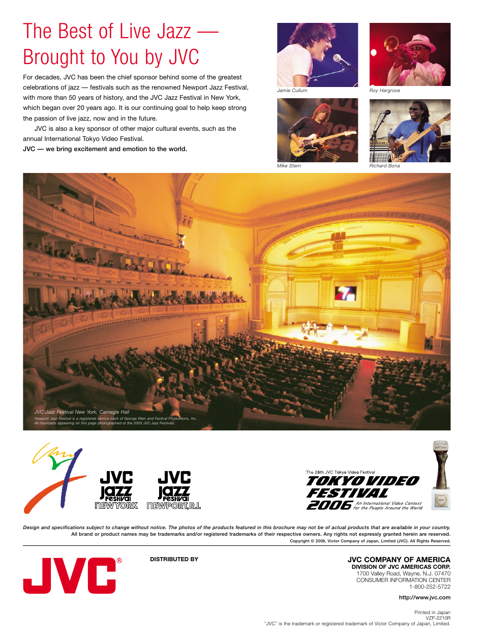 The best of live jazz — brought to you by jvc | JVC 2006 User Manual | Page 16 / 16