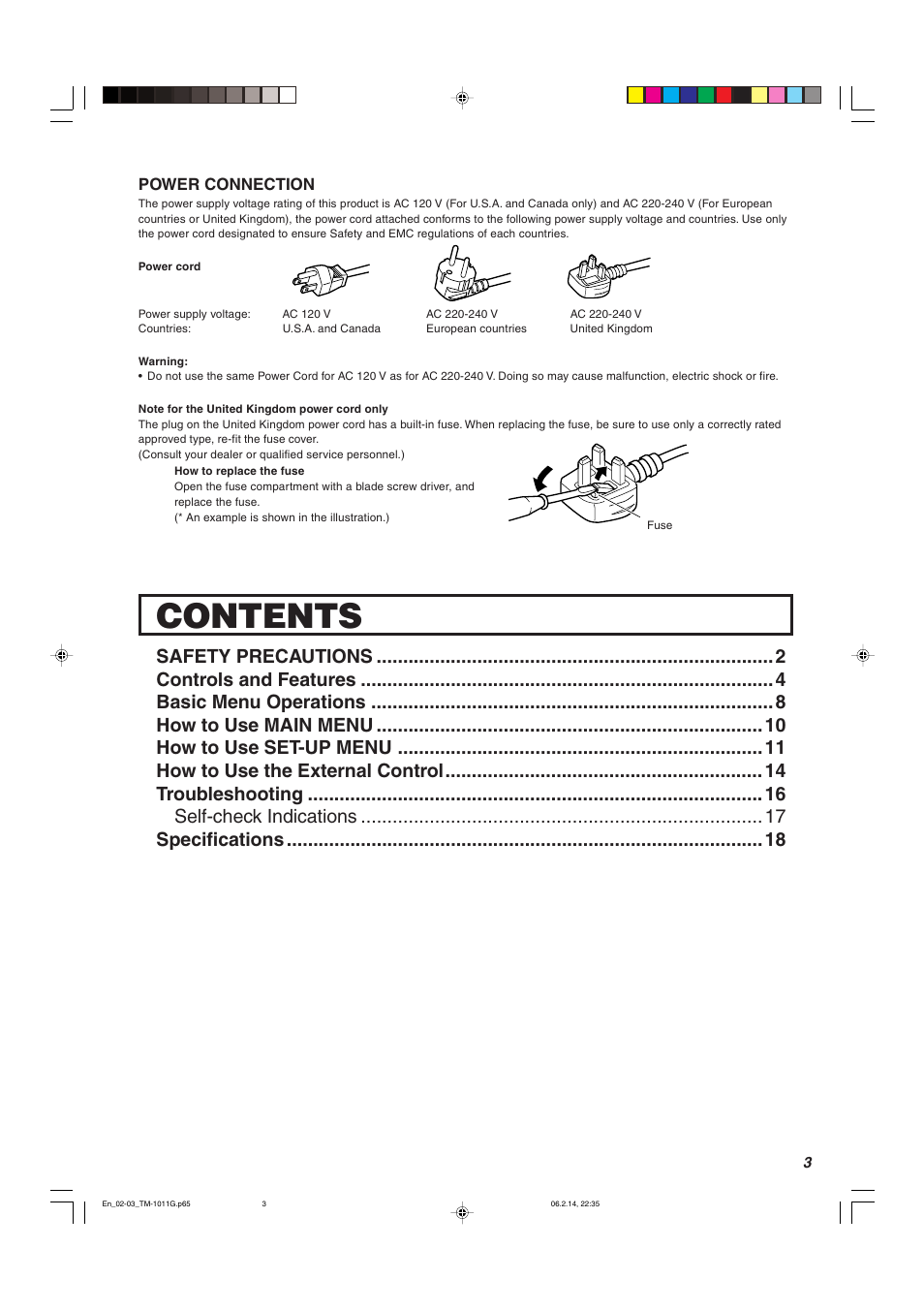 JVC TM-1011G User Manual | Page 3 / 20