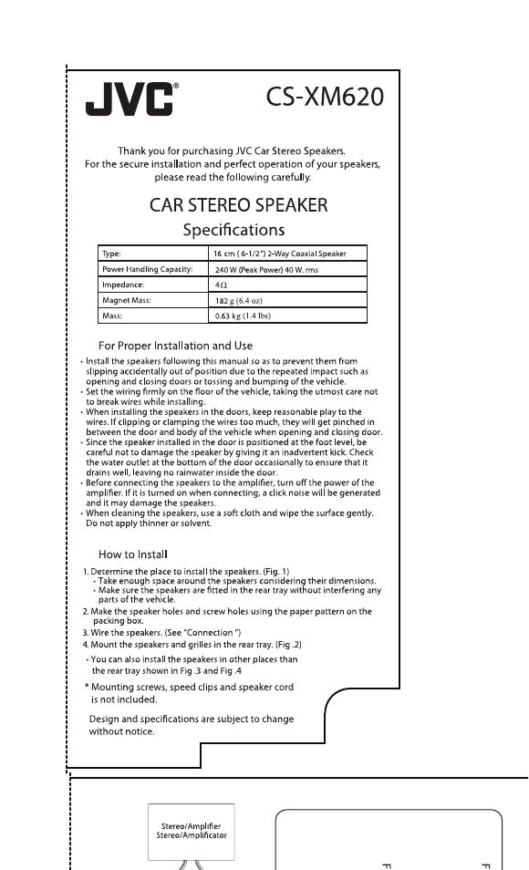 JVC CS-XM620 User Manual | 1 page