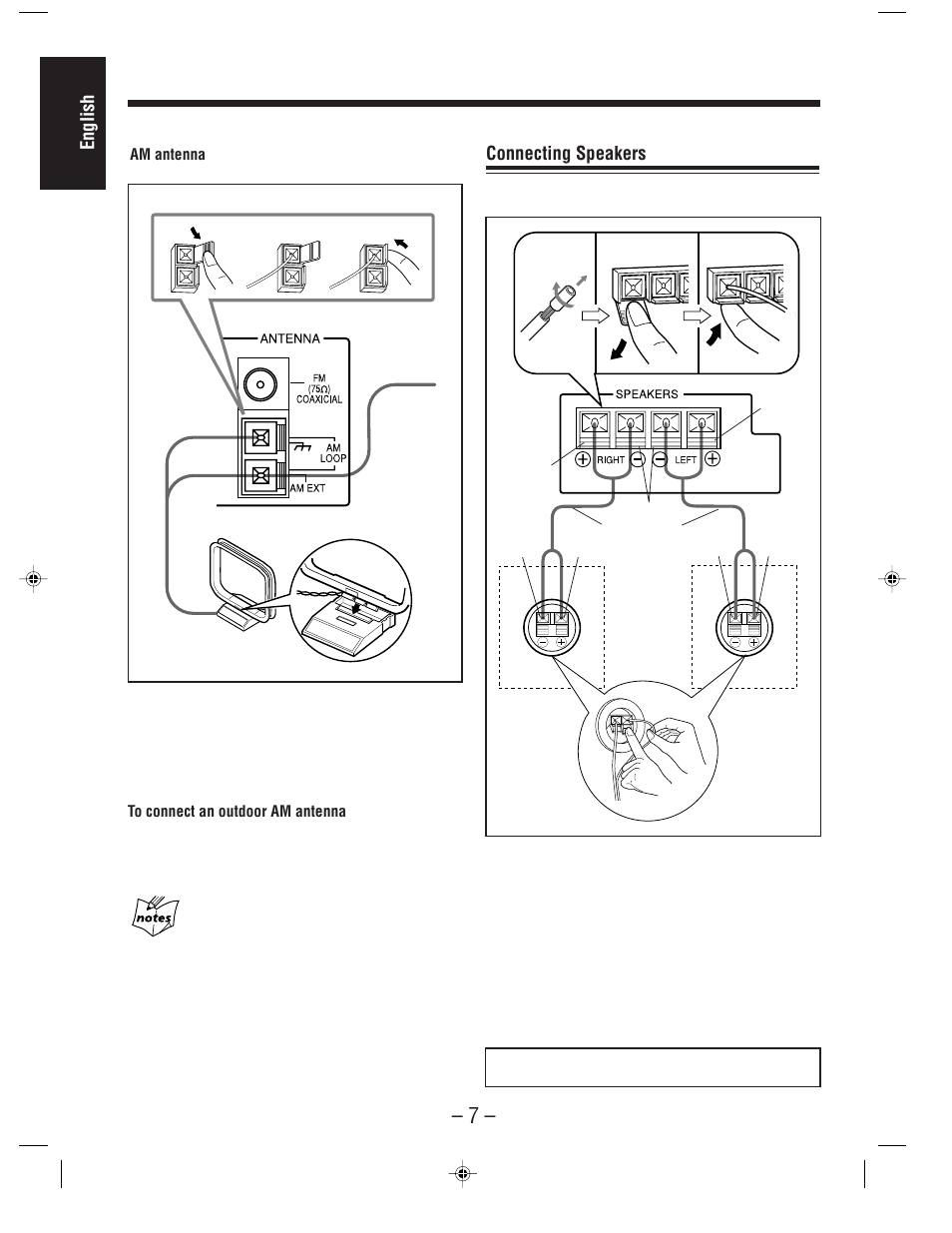 English, Connecting speakers | JVC MX-WMD90 User Manual | Page 10 / 58
