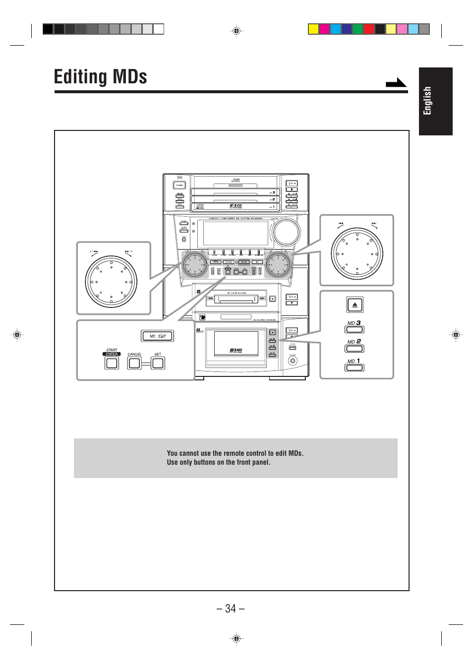 Editing mds, English | JVC MX-WMD90 User Manual | Page 37 / 58
