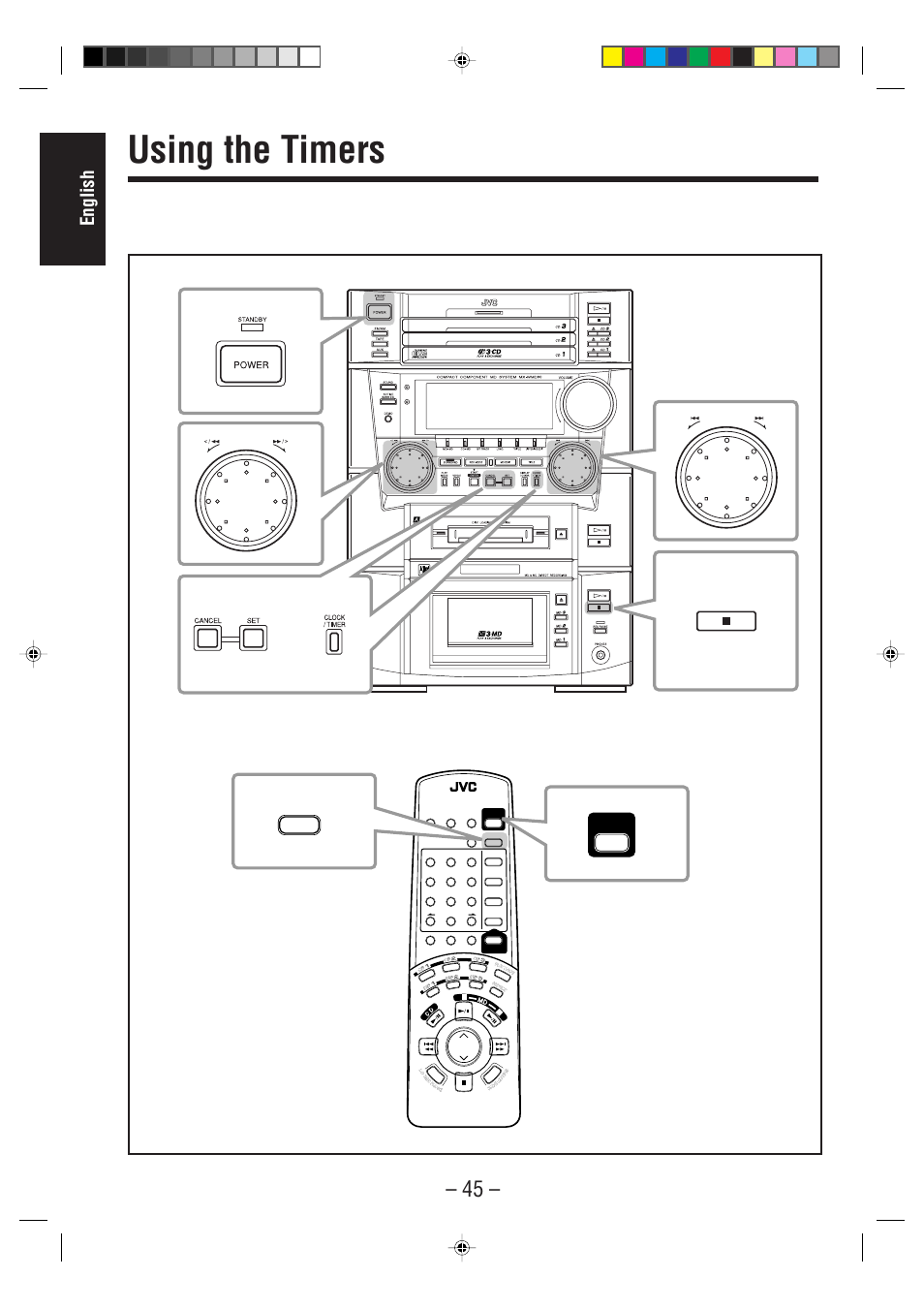 Using the timers, English | JVC MX-WMD90 User Manual | Page 48 / 58