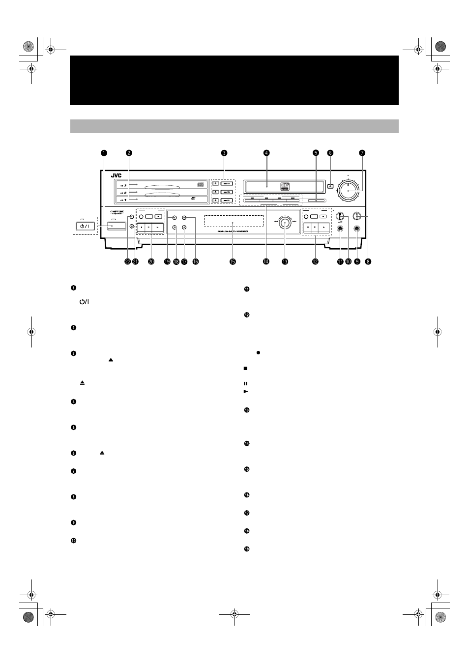Names of the parts, Main unit | JVC XL-R5000BK User Manual | Page 10 / 48