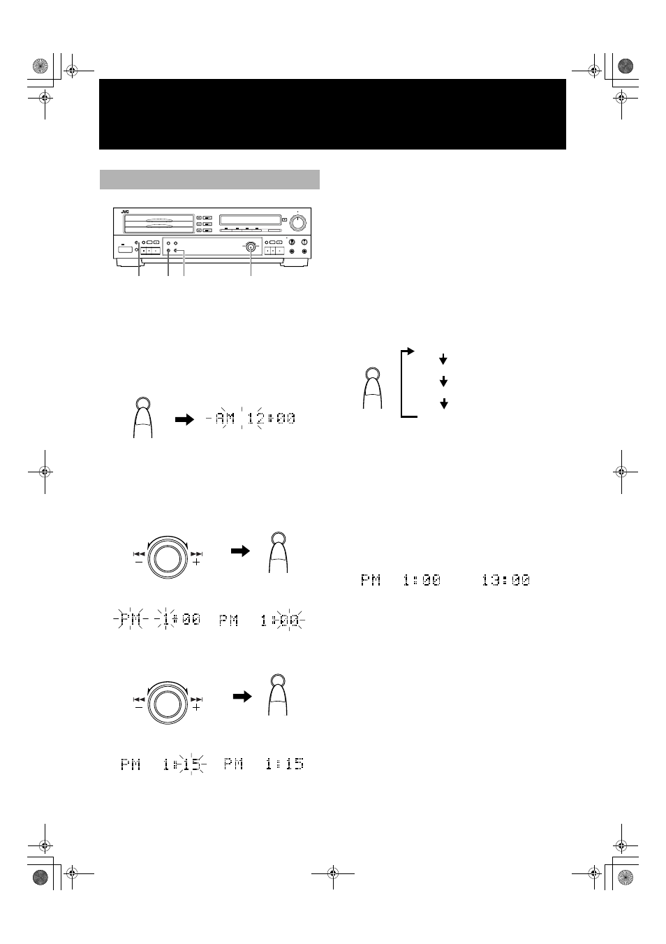 Setting the clock, Setting the present time | JVC XL-R5000BK User Manual | Page 38 / 48