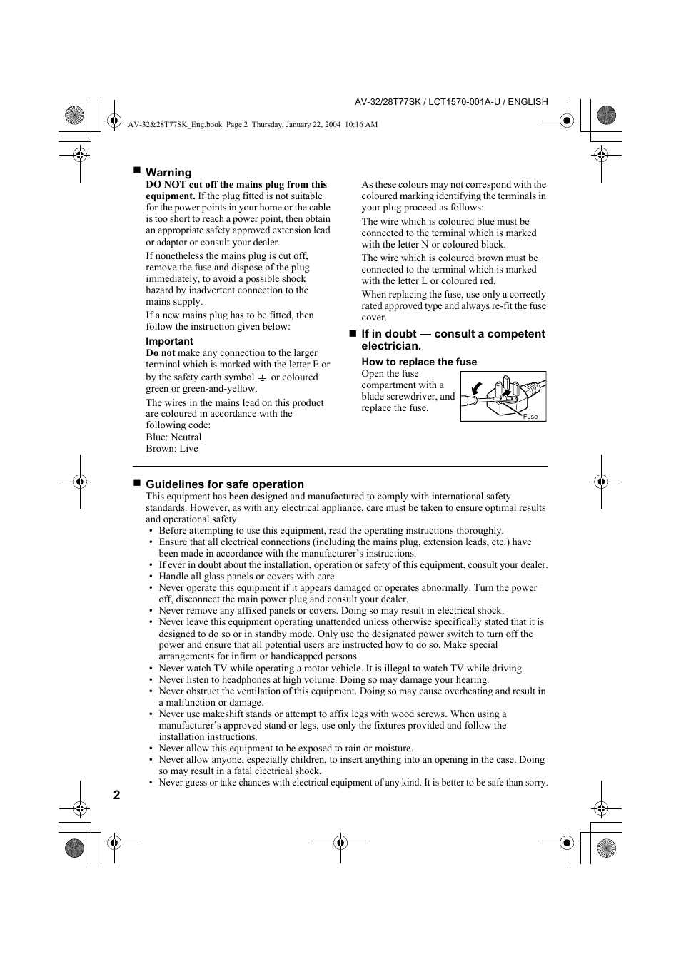 JVC AV-32T77SK User Manual | Page 2 / 40