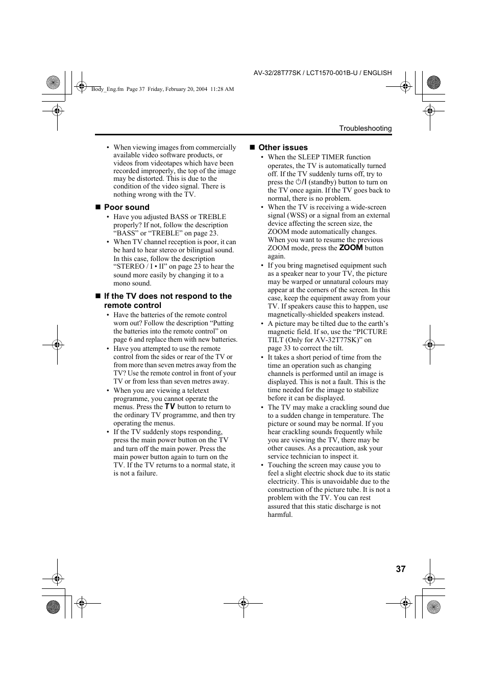 JVC AV-32T77SK User Manual | Page 37 / 40