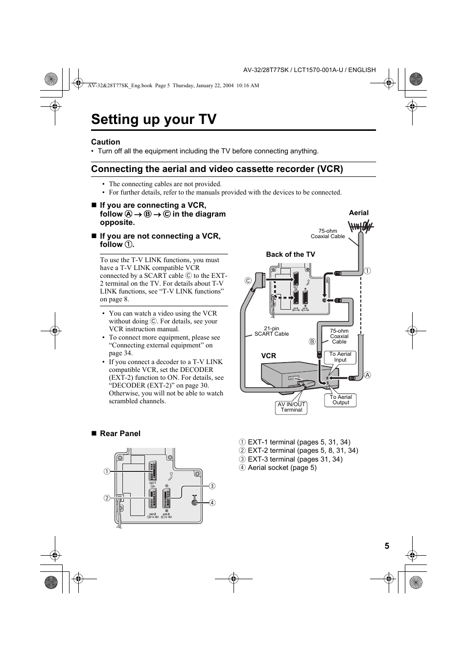 Setting up your tv | JVC AV-32T77SK User Manual | Page 5 / 40