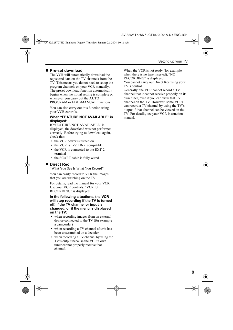 JVC AV-32T77SK User Manual | Page 9 / 40