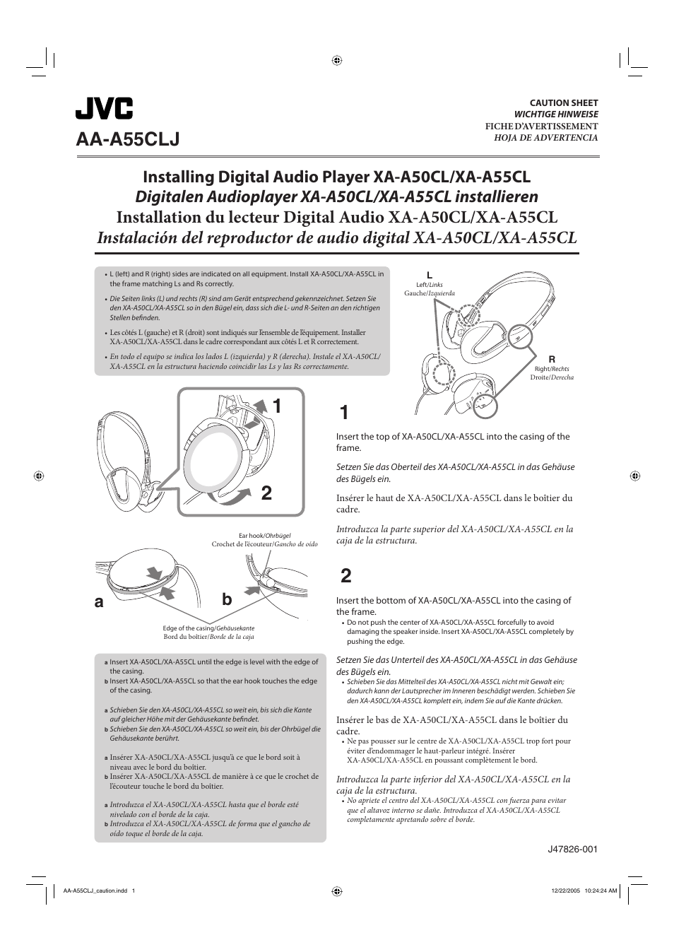 JVC XA-A55CL User Manual | 2 pages