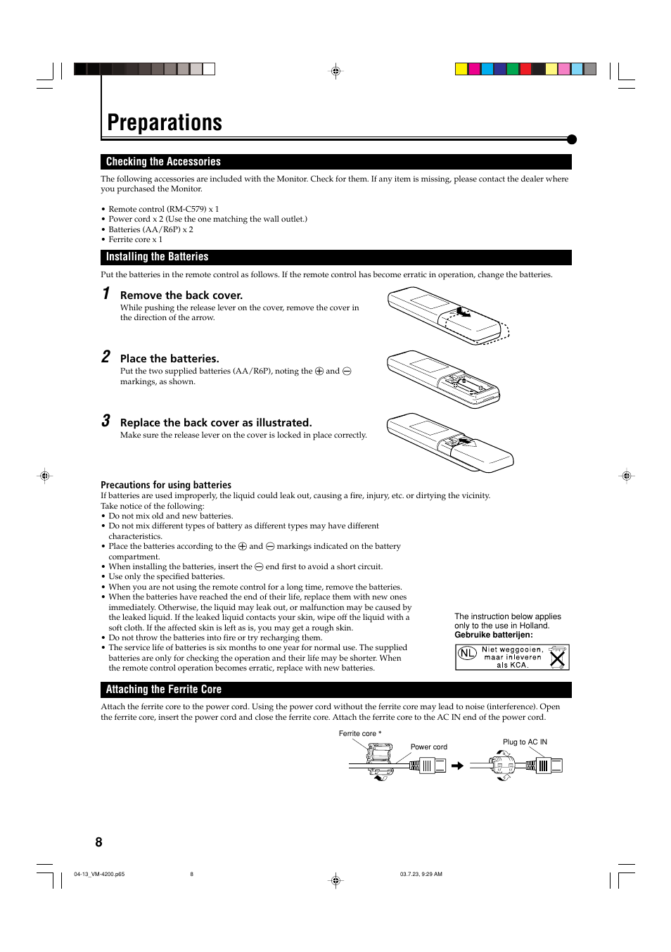 Preparations | JVC VM-4200 User Manual | Page 10 / 44