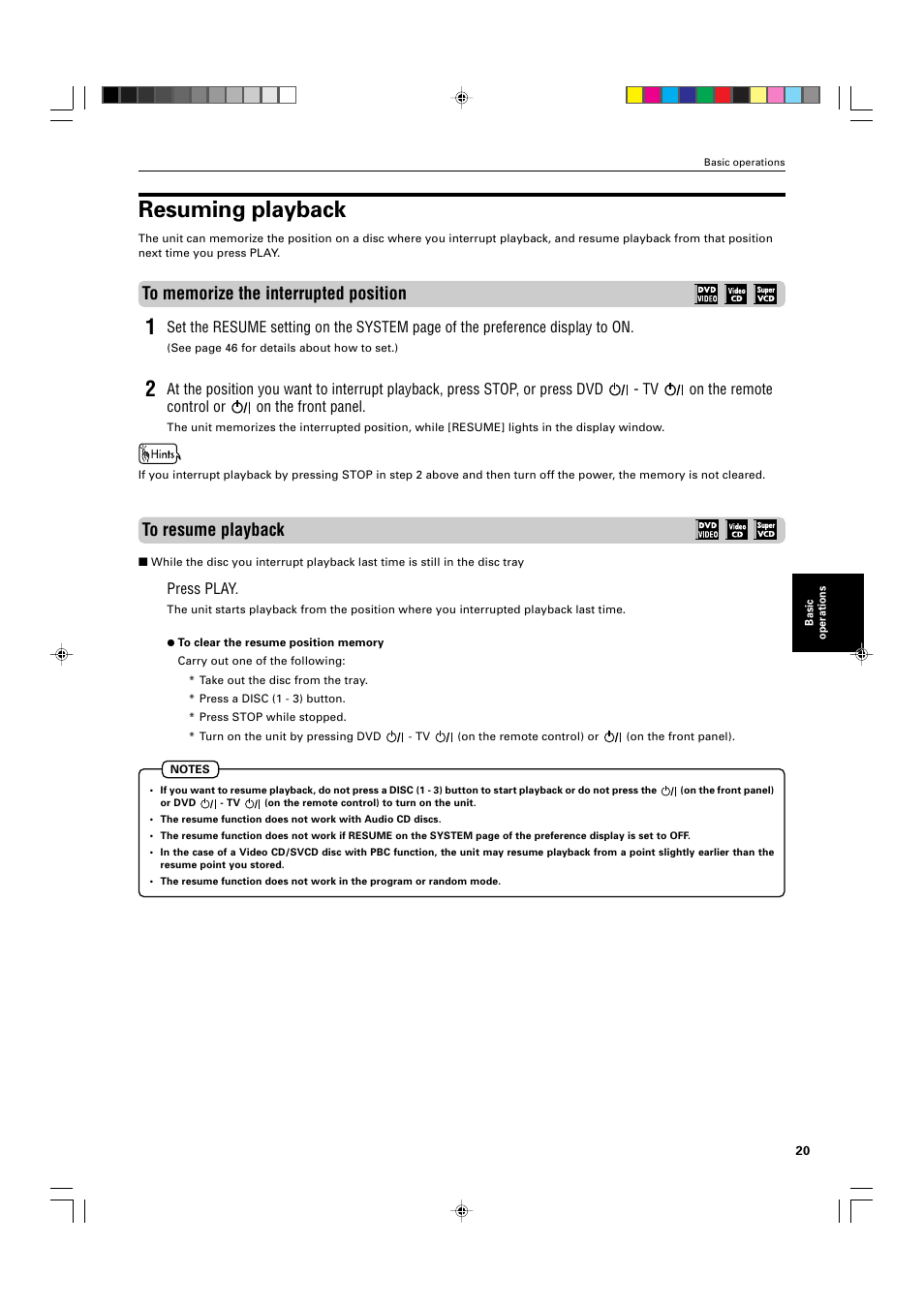 Resuming playback | JVC XV-M565BK User Manual | Page 23 / 60