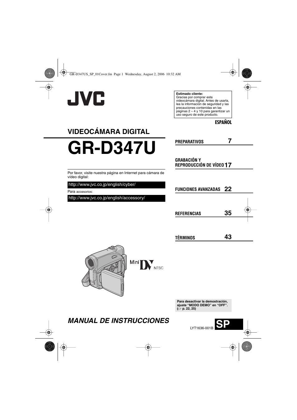 Gr-d347u, Manual de instrucciones videocámara digital | JVC GR-D347U User Manual | Page 45 / 88