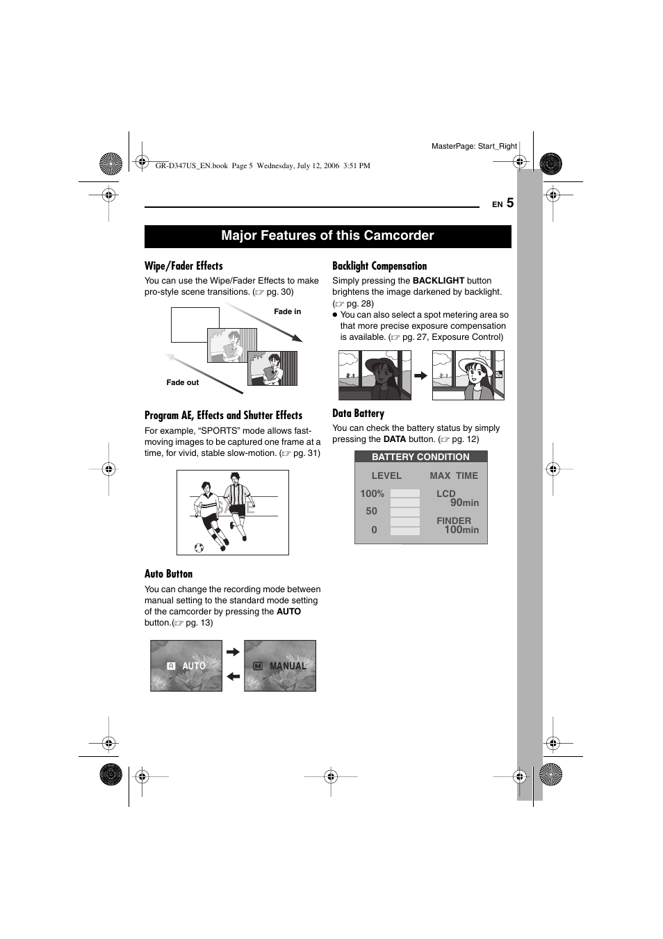 Major features of this camcorder | JVC GR-D347U User Manual | Page 5 / 88