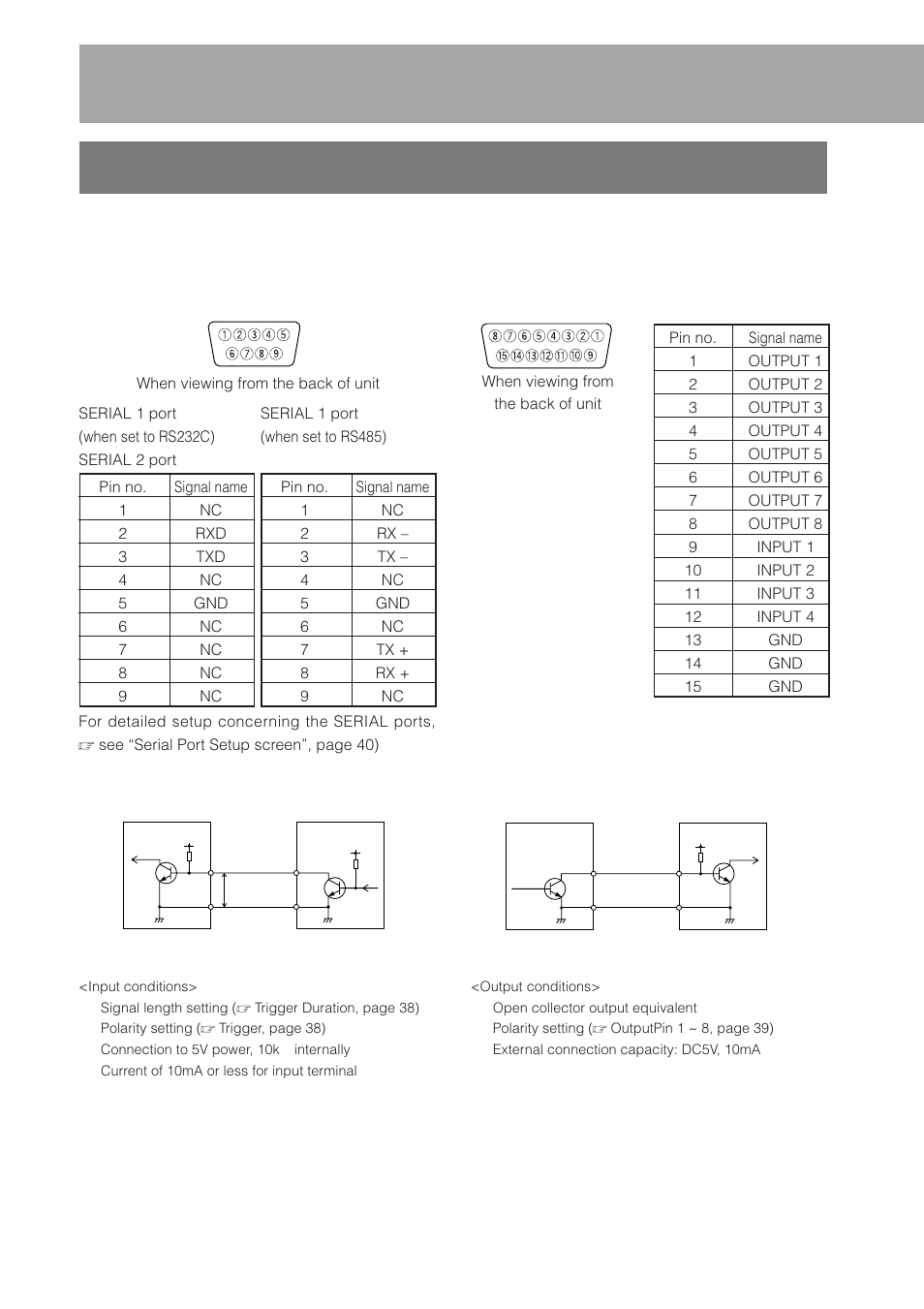 4 serial ports and alarm port, Serial ports and alarm port, Step 1 | Connection/installation, Continued) | JVC DM-NC40 User Manual | Page 18 / 60