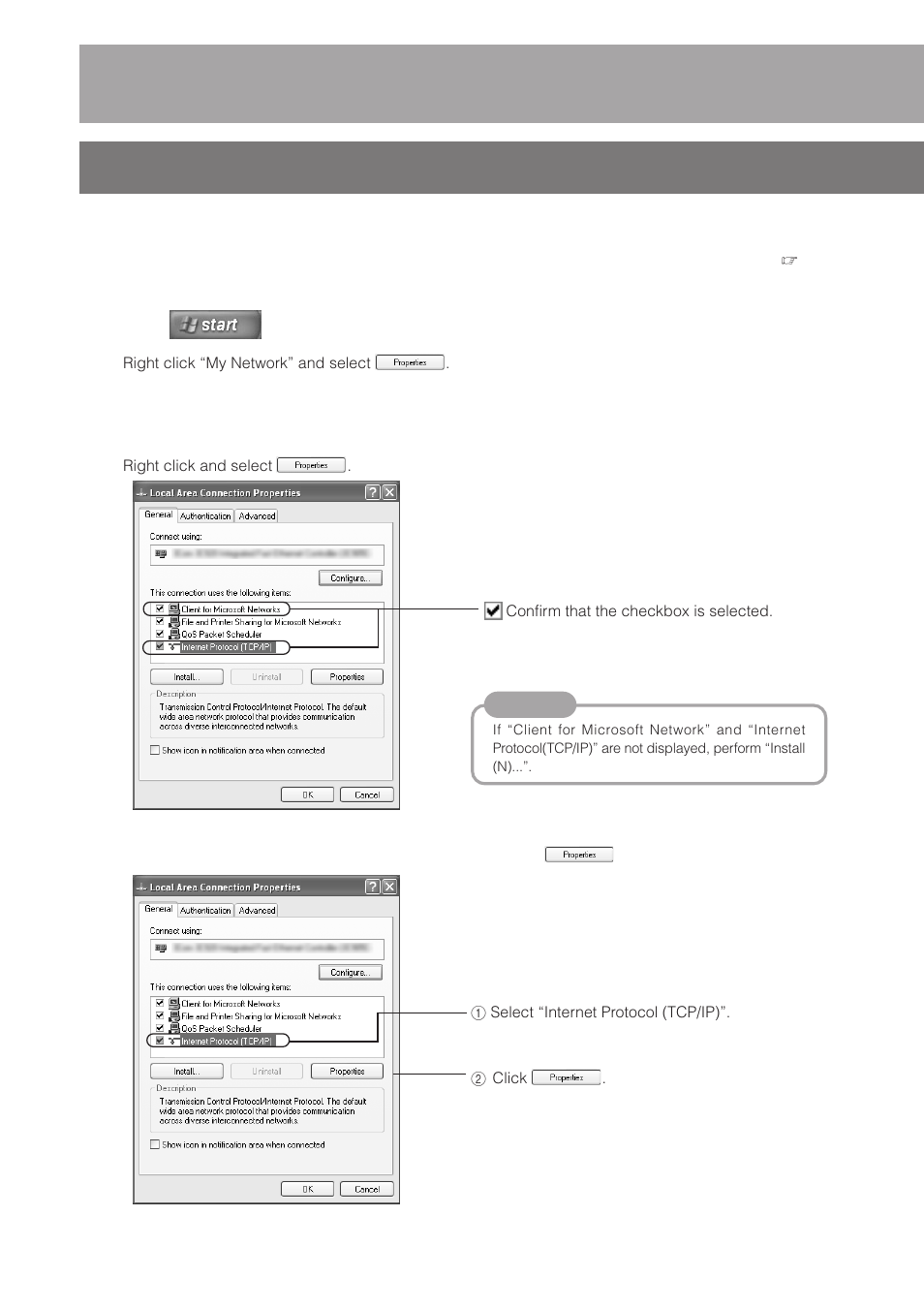 Step 2 pc network setup, Setting the ip address of the pc, For windows xp) | Step 2, Pc network setup | JVC DM-NC40 User Manual | Page 20 / 60