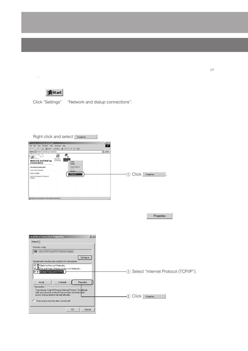 Setting the ip address of the pc, For windows 2000), Step 2 | Pc network settings | JVC DM-NC40 User Manual | Page 22 / 60