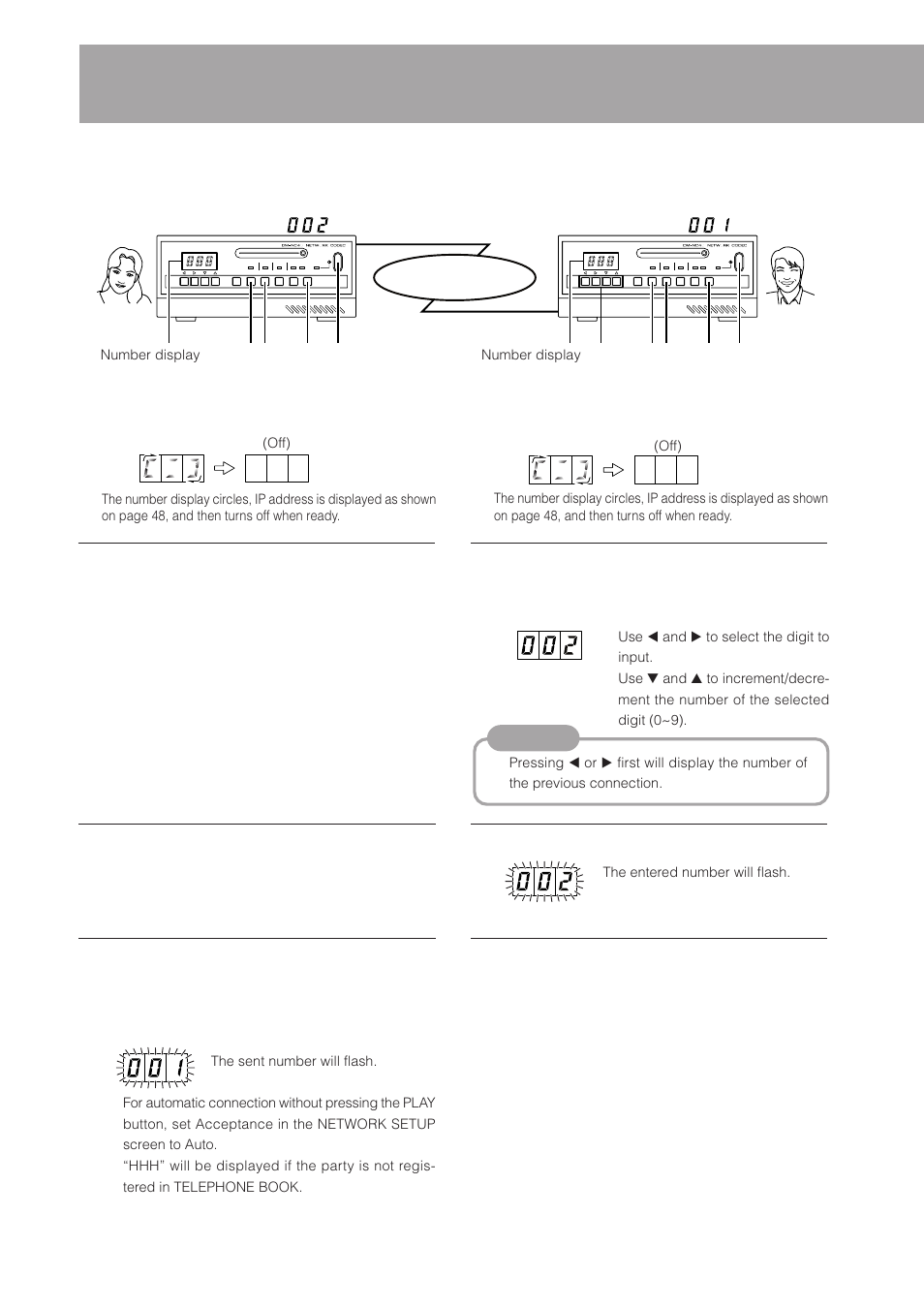 Operating the teleconference system, Operations, Network | 42 <connected party> teleconference mode, User> teleconference mode | JVC DM-NC40 User Manual | Page 42 / 60