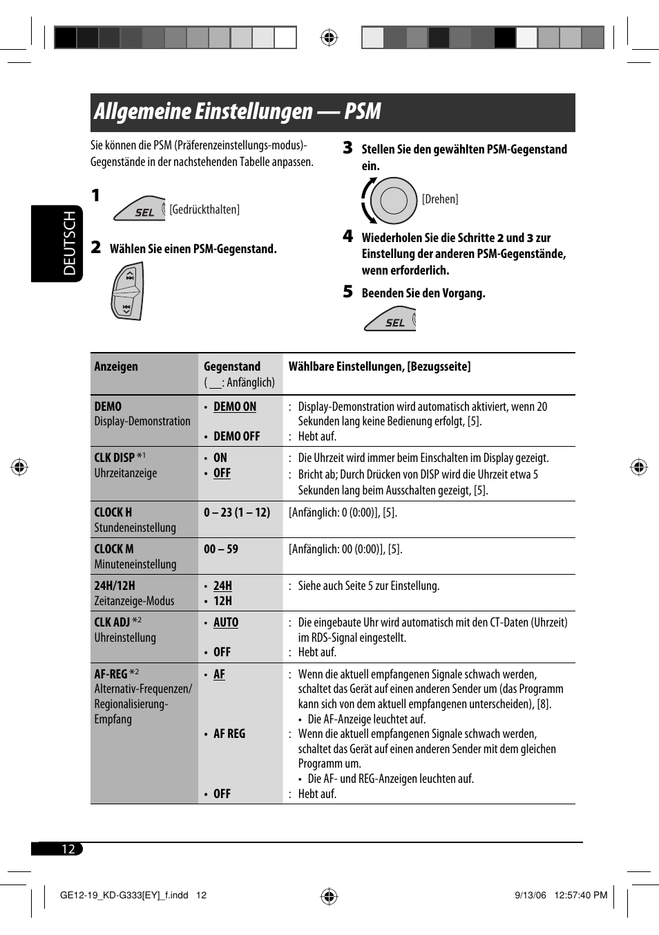 Allgemeine einstellungen — psm, Deutsch | JVC KD-G332 User Manual | Page 30 / 56