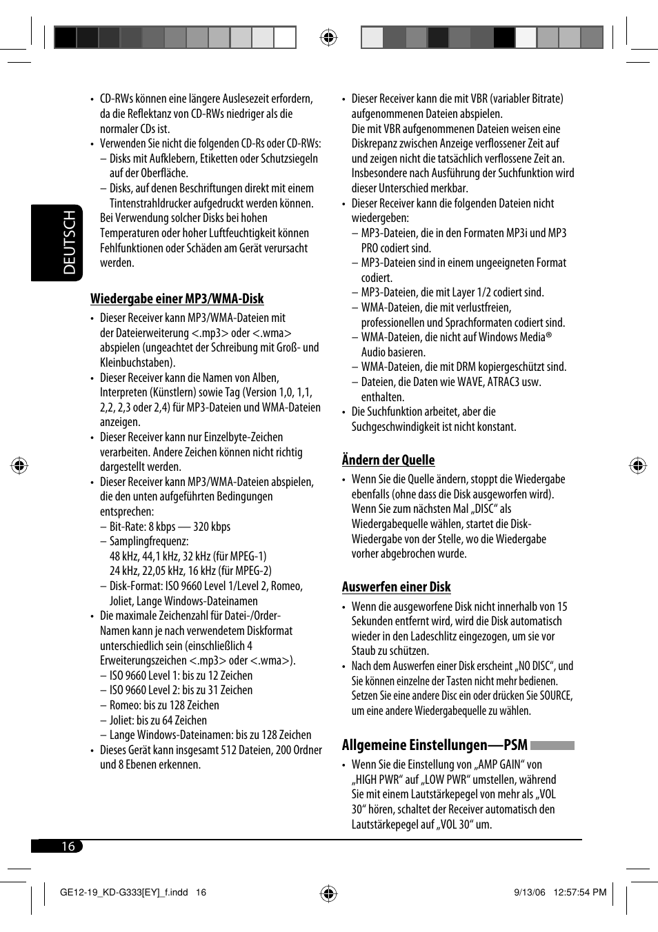 Deutsch, Allgemeine einstellungen—psm | JVC KD-G332 User Manual | Page 34 / 56