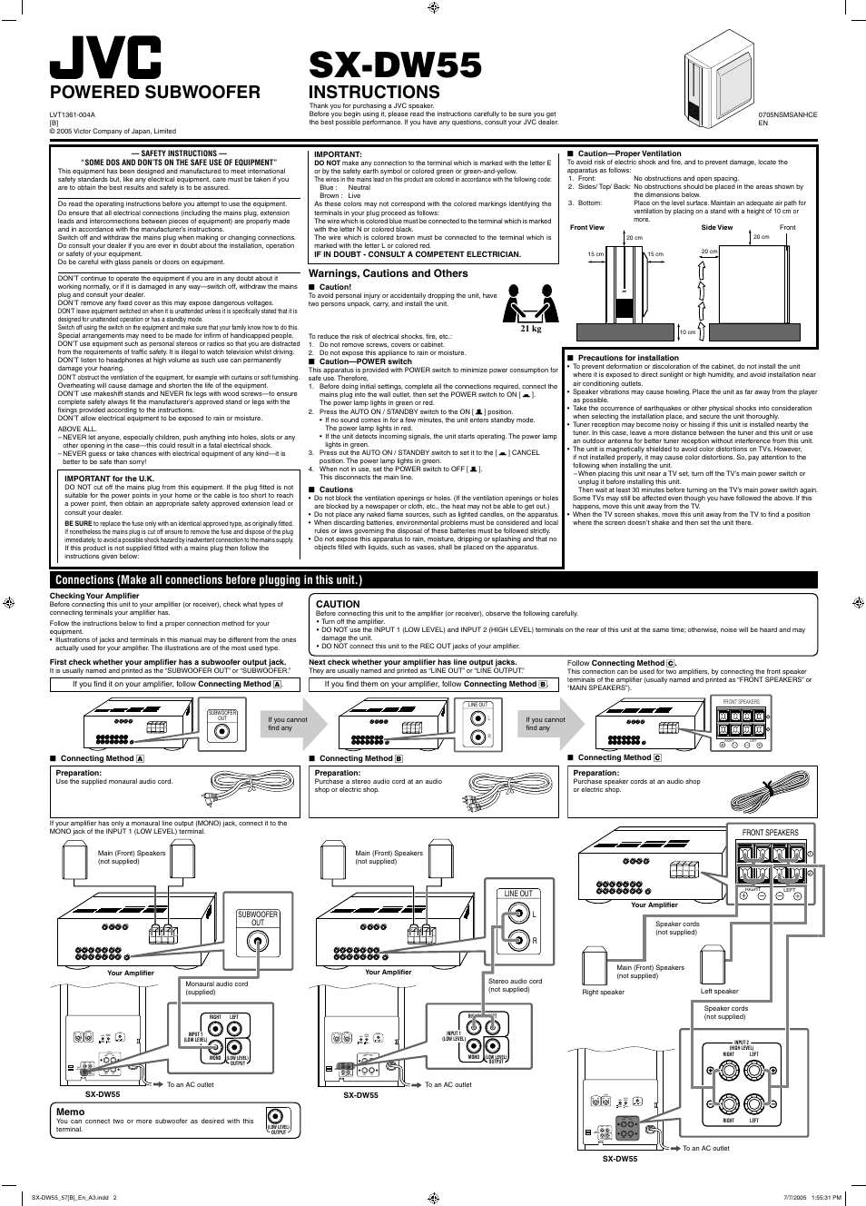 JVC SX-DW55 User Manual | 2 pages