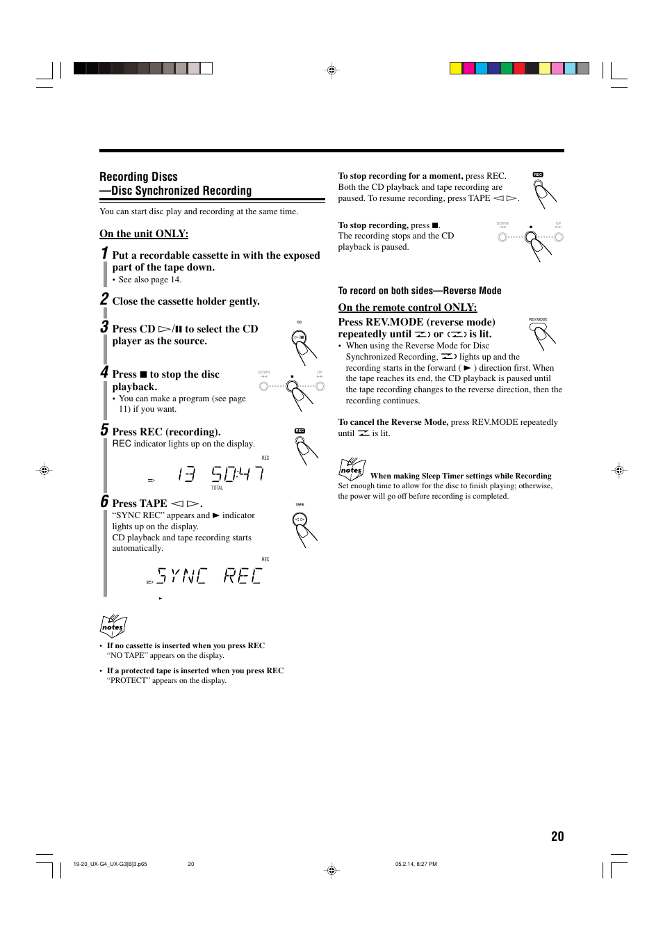 Recording discs —disc synchronized recording | JVC CA-UXG4 User Manual | Page 23 / 30