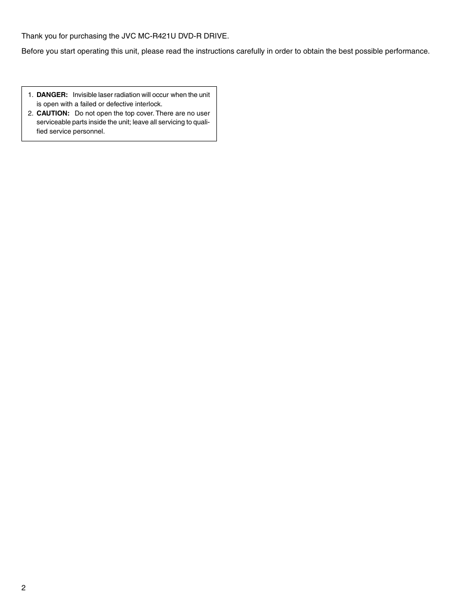 JVC MC-R421U User Manual | Page 2 / 9