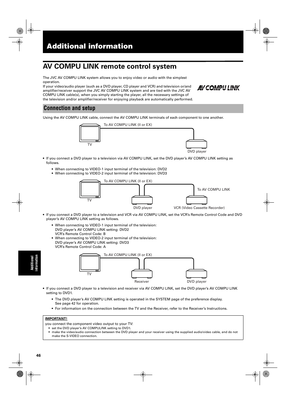 Additional information, Connection and setup | JVC XV-M50BK User Manual | Page 48 / 56