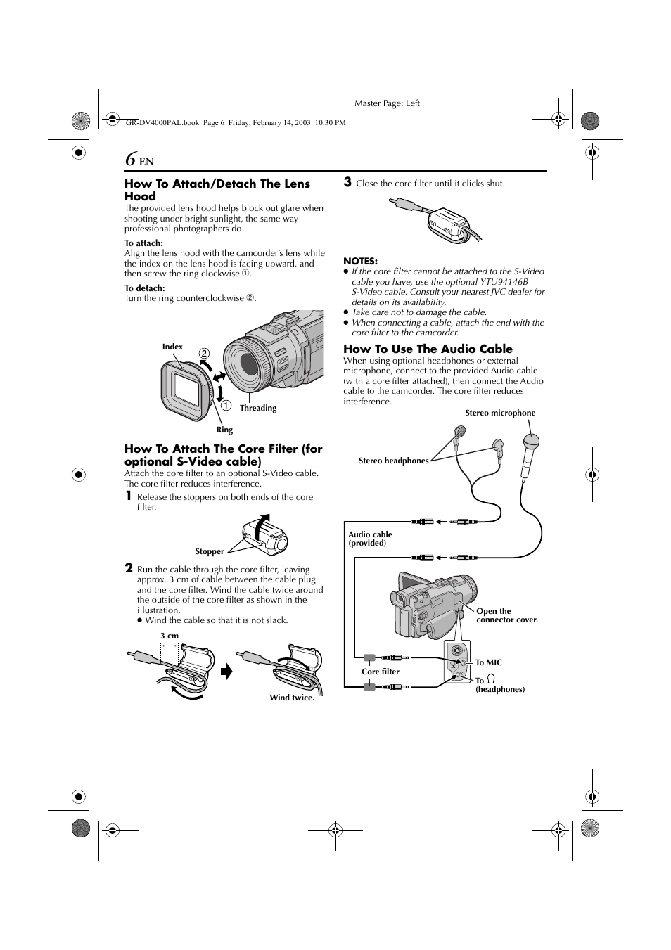Pg. 6), Microphone, Pg. 6 | JVC GR-DV4000 User Manual | Page 6 / 88