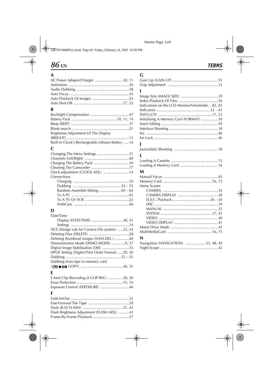 Terms, Terms 86 | JVC GR-DV4000 User Manual | Page 86 / 88