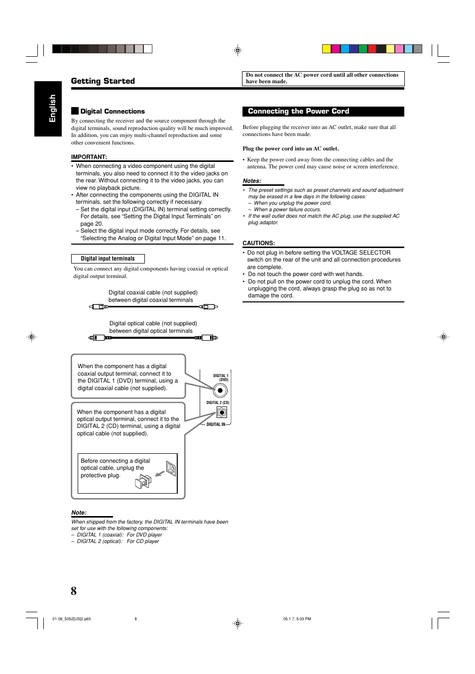 English, Getting started | JVC LVT1290-007A User Manual | Page 10 / 35