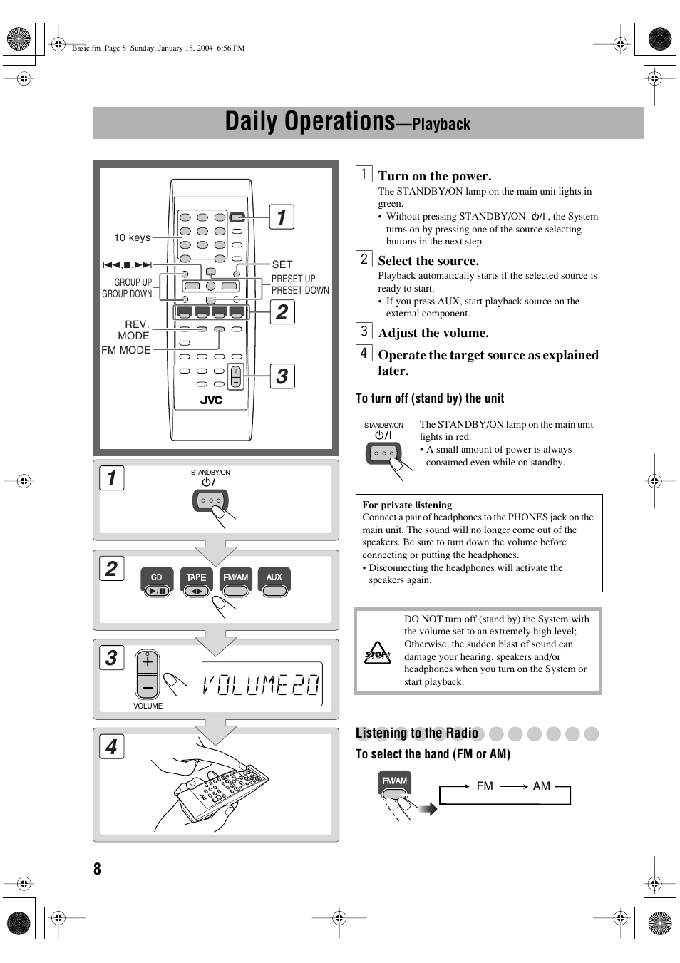 Daily operations, Playback | JVC UX-P400 User Manual | Page 10 / 32