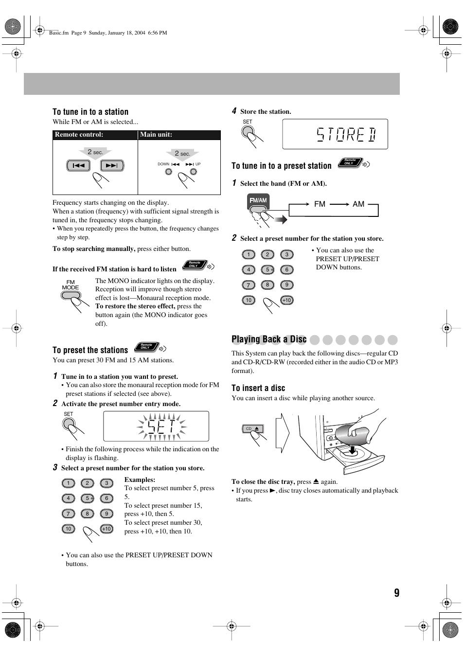 Playing back a disc | JVC UX-P400 User Manual | Page 11 / 32