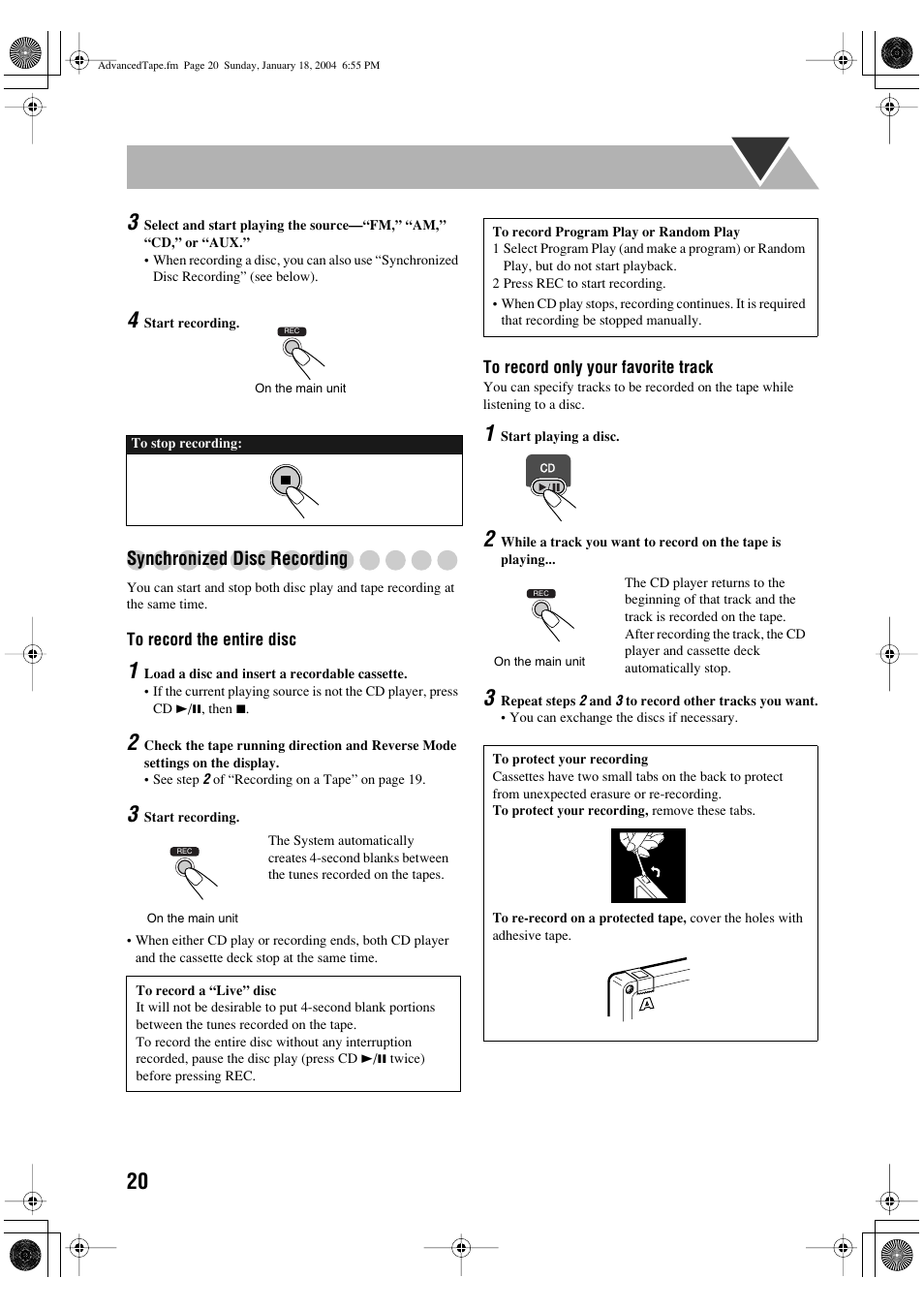 Synchronized disc recording | JVC UX-P400 User Manual | Page 22 / 32