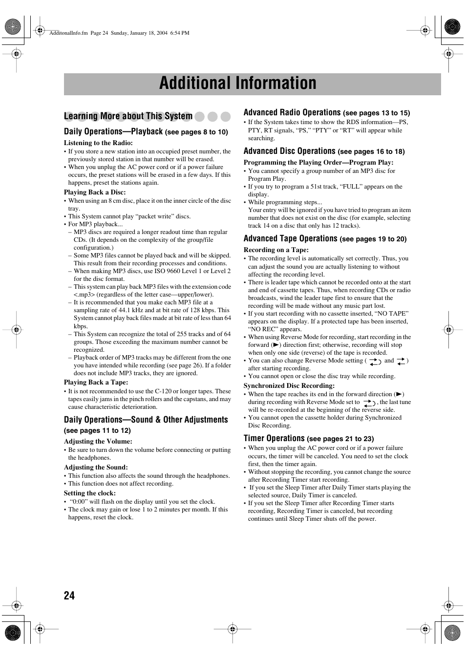 Additional information, Learning more about this system | JVC UX-P400 User Manual | Page 26 / 32