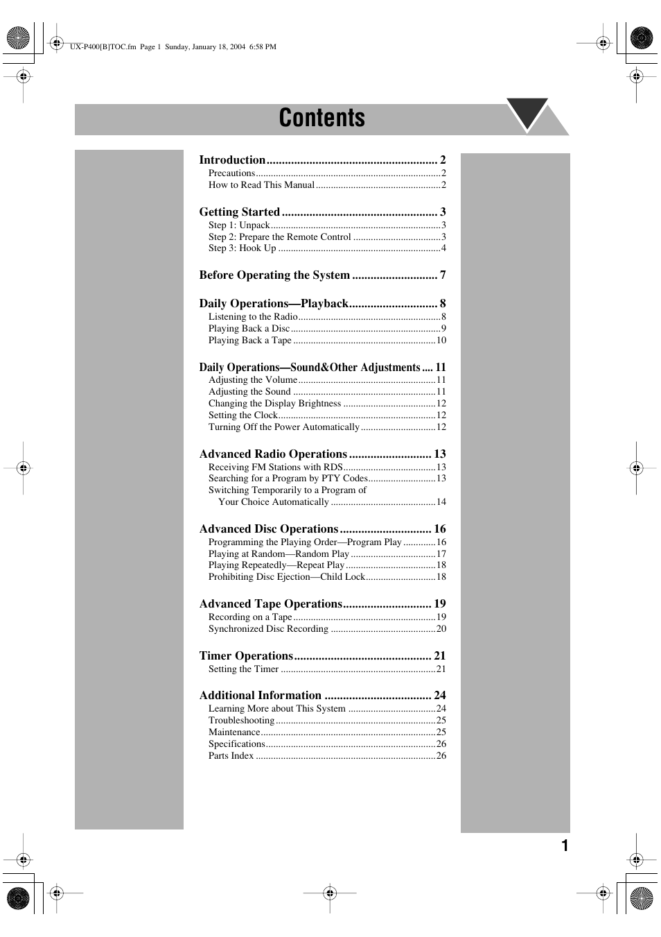 JVC UX-P400 User Manual | Page 3 / 32