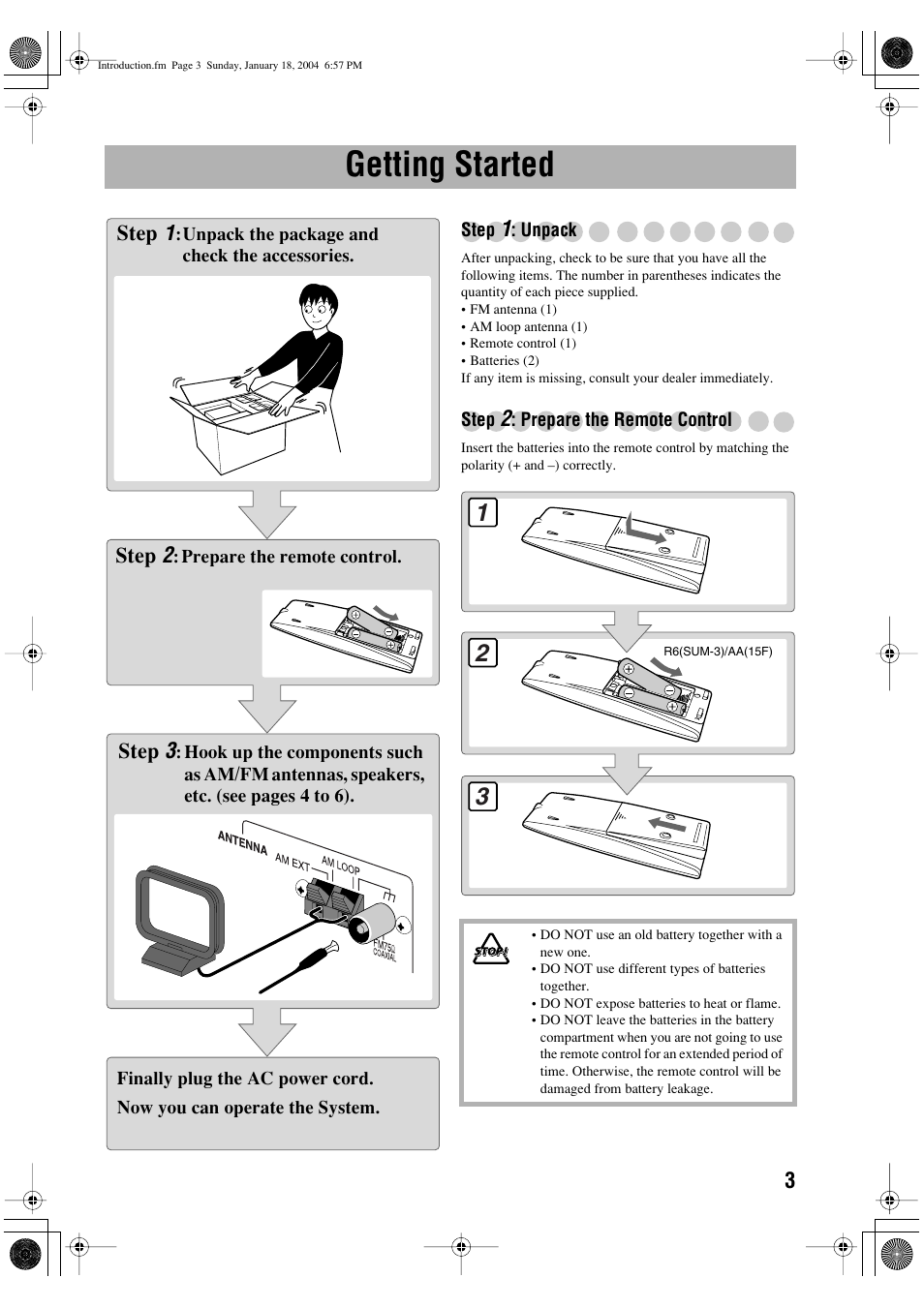 Getting started | JVC UX-P400 User Manual | Page 5 / 32