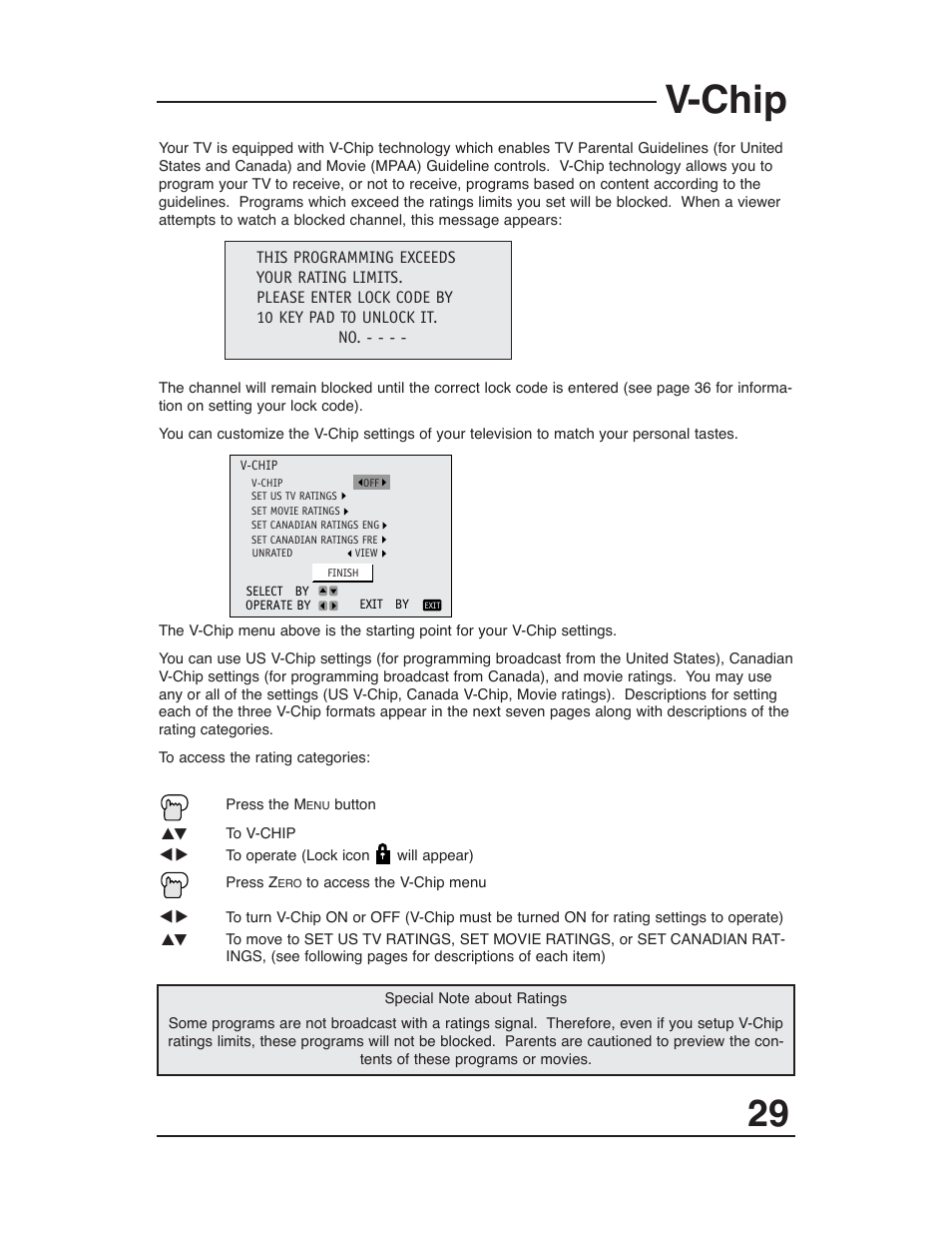 V-chip menu, V-chip | JVC AV 36P903 User Manual | Page 29 / 60